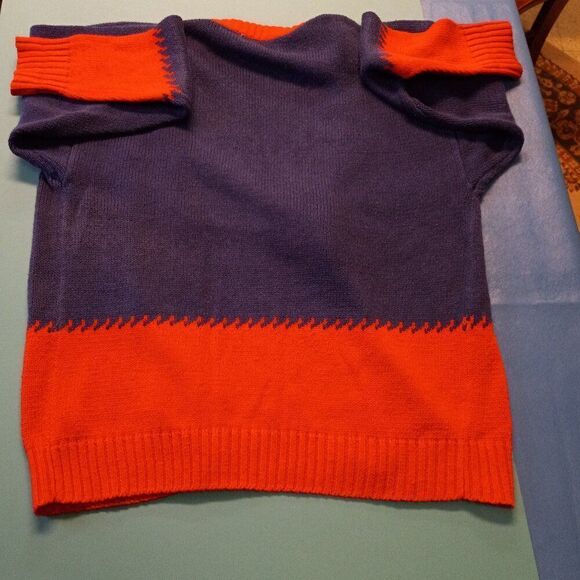 Vintage Oscar de la Renta Sport Blue/Red Southwestern Sweater Cottagecore Chic - Picture 6 of 13